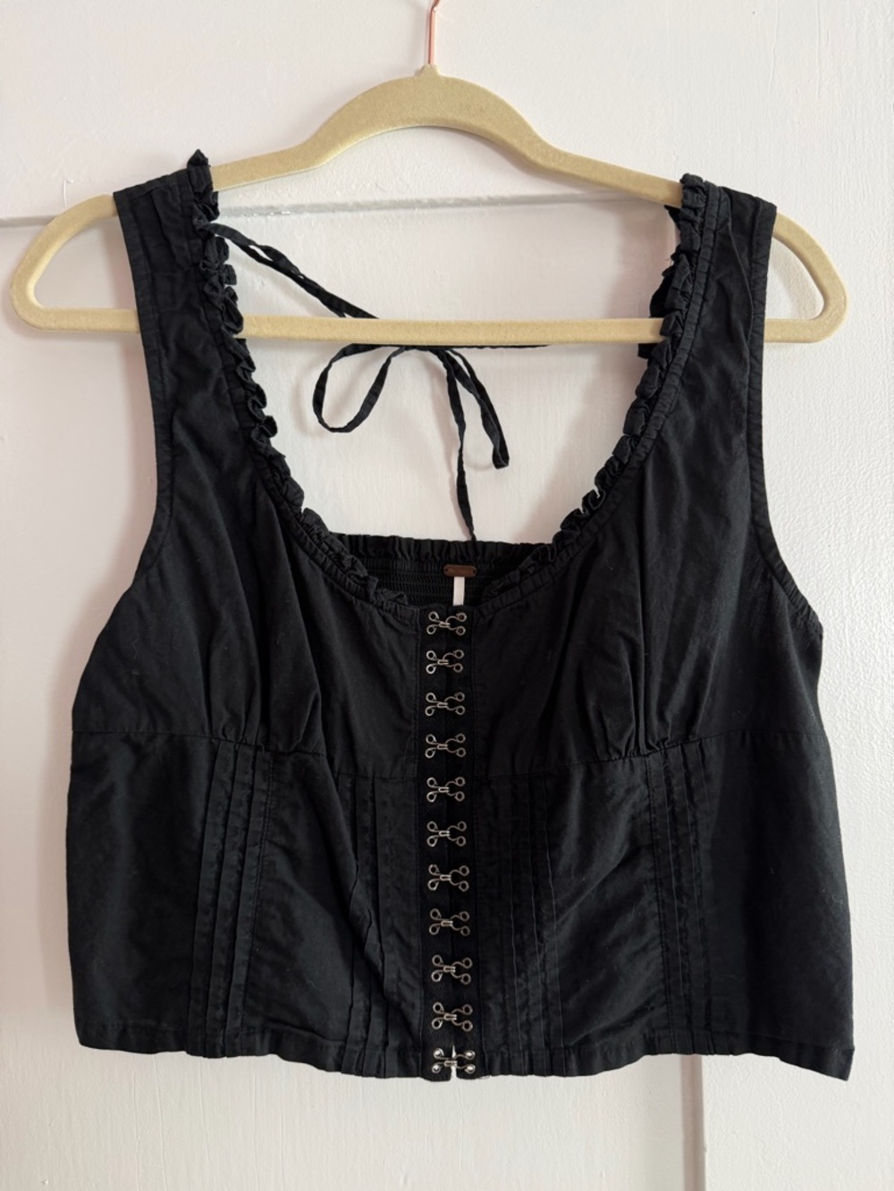 Free People Black Hook-and-Eye Cropped Top
